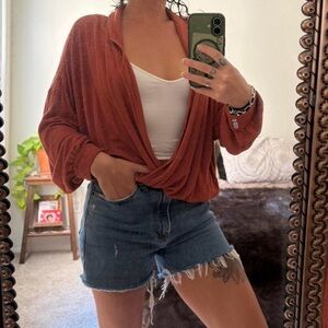 Free People Rust Orange long sleeve